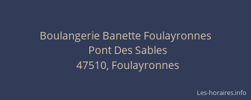 Boulangerie Banette Foulayronnes