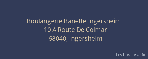 Boulangerie Banette Ingersheim