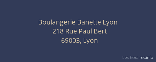 Boulangerie Banette Lyon