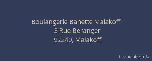 Boulangerie Banette Malakoff