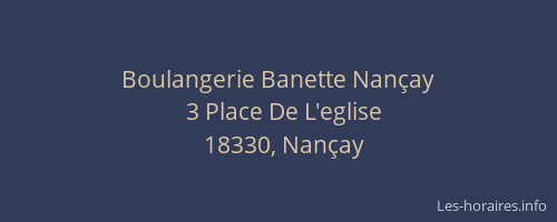 Boulangerie Banette Nançay