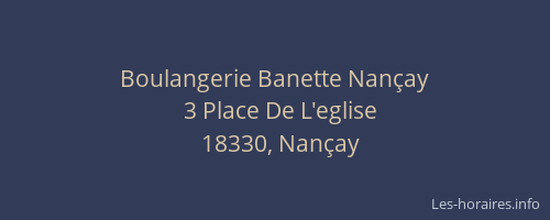 Boulangerie Banette Nan&ccedil;ay