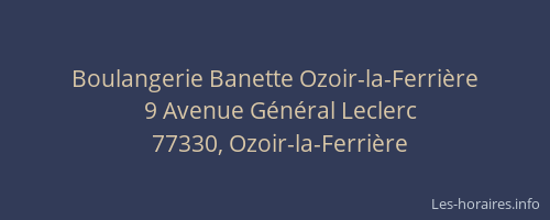 Boulangerie Banette Ozoir-la-Ferrière