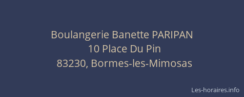 Boulangerie Banette PARIPAN