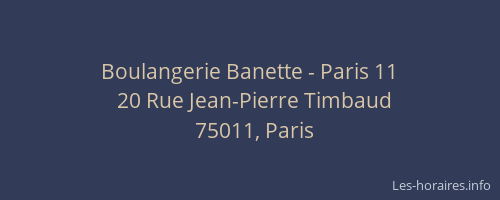 Boulangerie Banette - Paris 11