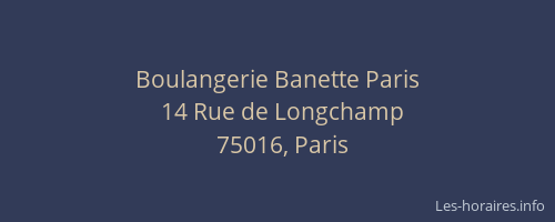 Boulangerie Banette Paris