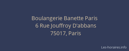 Boulangerie Banette Paris
