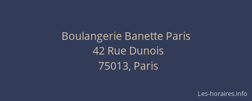 Boulangerie Banette Paris