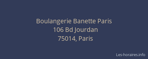 Boulangerie Banette Paris