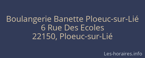 Boulangerie Banette Ploeuc-sur-Lié