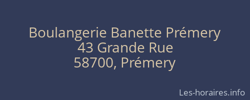 Boulangerie Banette Prémery