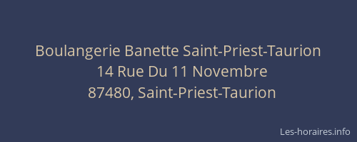 Boulangerie Banette Saint-Priest-Taurion