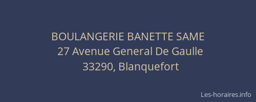 BOULANGERIE BANETTE SAME