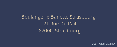 Boulangerie Banette Strasbourg