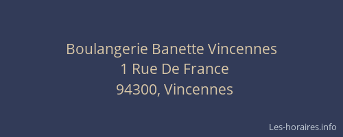 Boulangerie Banette Vincennes