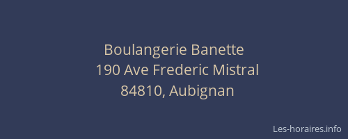Boulangerie Banette