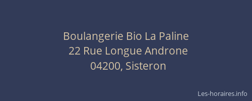 Boulangerie Bio La Paline