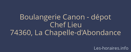 Boulangerie Canon - dépot