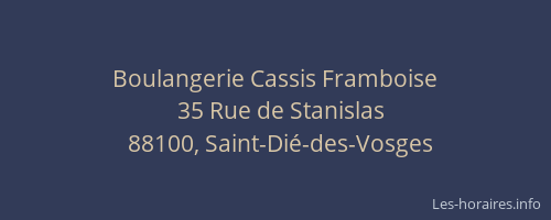Boulangerie Cassis Framboise