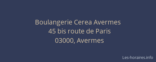 Boulangerie Cerea Avermes