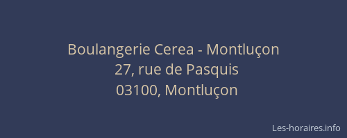 Boulangerie Cerea - Montluçon