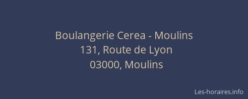 Boulangerie Cerea - Moulins