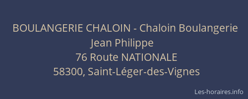 BOULANGERIE CHALOIN - Chaloin Boulangerie Jean Philippe