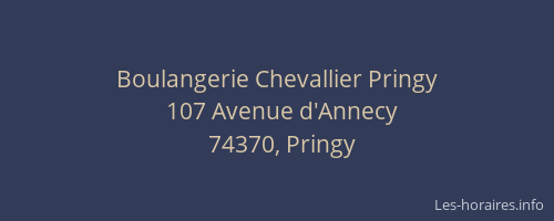 Boulangerie Chevallier Pringy