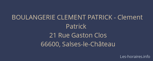 BOULANGERIE CLEMENT PATRICK - Clement Patrick