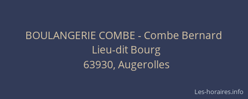 BOULANGERIE COMBE - Combe Bernard