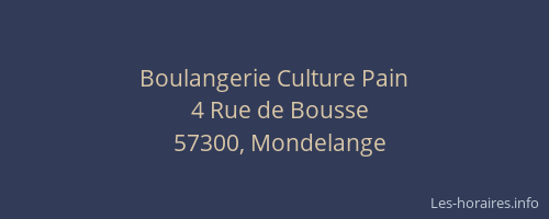 Boulangerie Culture Pain