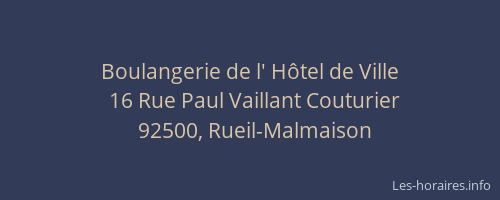 Boulangerie de l' Hôtel de Ville