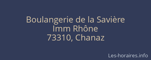 Boulangerie de la Savière