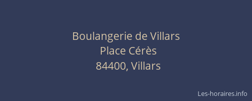 Boulangerie de Villars