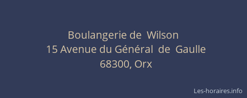 Boulangerie de  Wilson