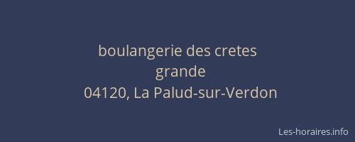 boulangerie des cretes