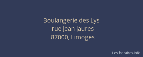 Boulangerie des Lys