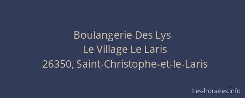Boulangerie Des Lys