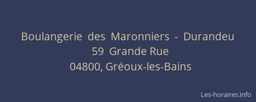 Boulangerie  des  Maronniers  -  Durandeu