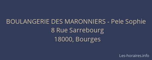 BOULANGERIE DES MARONNIERS - Pele Sophie