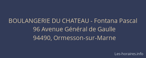 BOULANGERIE DU CHATEAU - Fontana Pascal