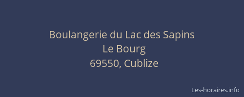 Boulangerie du Lac des Sapins