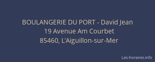 BOULANGERIE DU PORT - David Jean