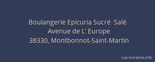 Boulangerie Epicuria Sucr&eacute;  Sal&eacute;