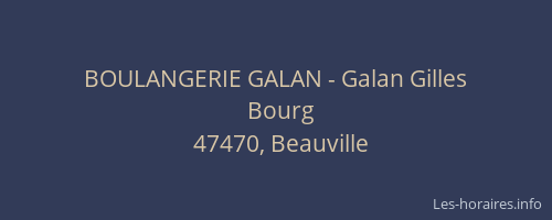 BOULANGERIE GALAN - Galan Gilles