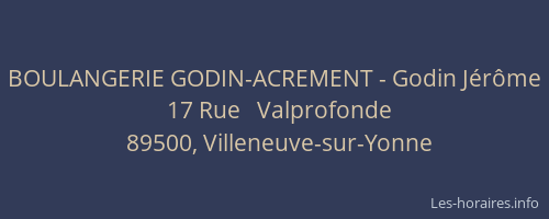 BOULANGERIE GODIN-ACREMENT - Godin Jérôme