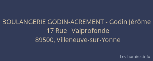 BOULANGERIE GODIN-ACREMENT - Godin J&eacute;r&ocirc;me