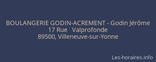 BOULANGERIE GODIN-ACREMENT - Godin Jérôme