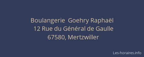 Boulangerie  Goehry Raphaël