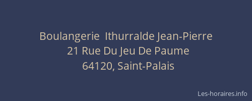Boulangerie  Ithurralde Jean-Pierre